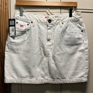 Vintage NFL Pittsburgh Steelers White Denim Mini Skirt Size 10 NTW